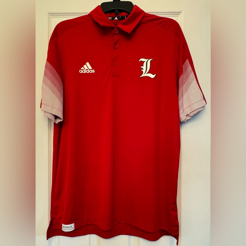Adidas Primeblue University of Louisville Logo Polo Shirt  Size Large